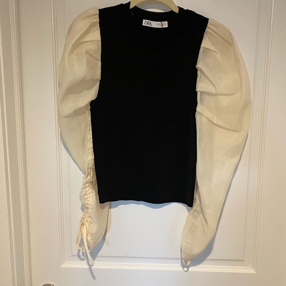 Zara sheer sleeve top